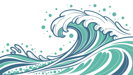 Fototapeta premium Stylized Ocean Wave with Splashes