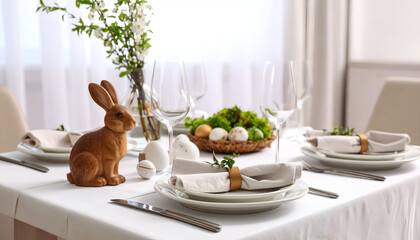 Easter Table Setting with Spring Decor.