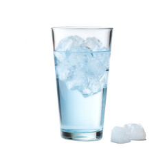 Crystal-clear glass filled with ice cubes and refreshing water, isolated on a white background. Perfect for summer beverages or hydration concepts.