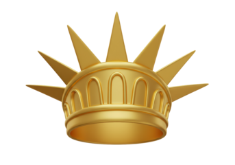 Isolated Golden Crown of the Statue of Liberty, Detailed Render
