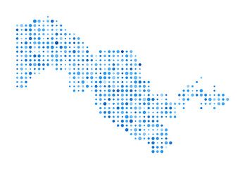 Uzbekistan Dot Map. Country Digital Style Shape. Uzbekistan vector image. Country shape blue circular dots. Amazing vector illustration.