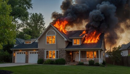 Fototapeta premium a house that is on fire