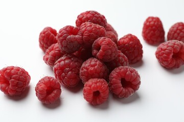 Tasty fresh ripe raspberries on white background, closeup