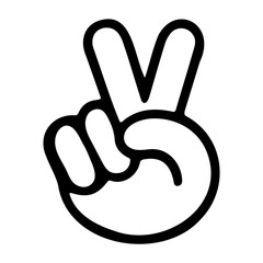 Obraz premium Illustration of a hand making a peace sign with the index and middle fingers extended upward in white