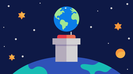 Fototapeta premium moon surface podium stars earth background