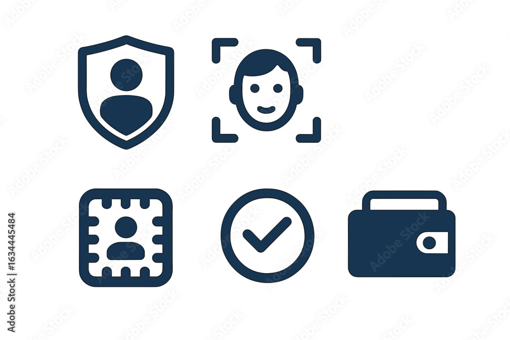 Poster digital security symbols depicting personal identification and verification systems relevant in mode