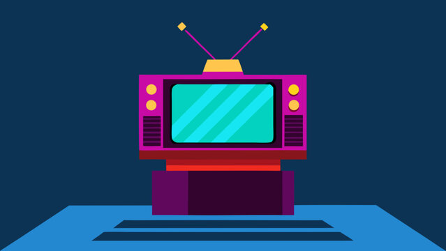 retro television themed podium with static glitch