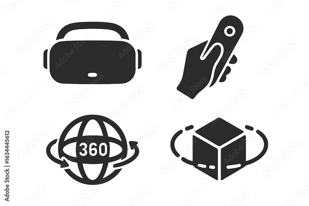 Poster virtual reality tools and accessories for immersive experiences with 360-degree interaction and navi