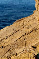 Beautiful seascape in morning with sea view and rocks as background