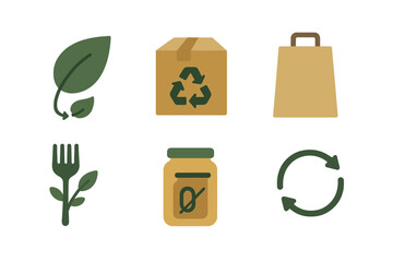 Eco-friendly symbols promoting sustainability and responsible consumption in a modern design aesthetic