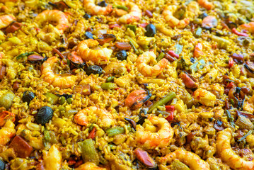 A feast of seafood and rice, a Spanish culinary delight. A Culinary Seafood Delight