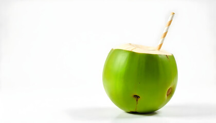 green coconut water isolated on white background