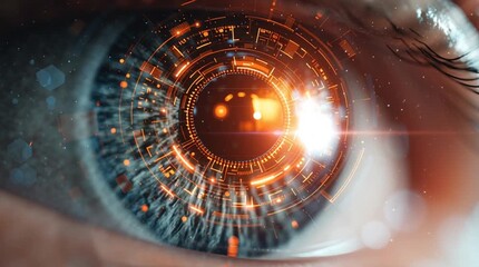 Extreme macro of a futuristic robotic eye with a glowing mechanical iris zooming in as it analyzes data, revealing intricate cybernetic details and a high-tech AI surveillance aesthetic.
 - Powered by Adobe