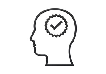 Isolated Profile of Human Head with Check Mark