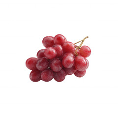 Fototapeta premium Fresh red grapes on a white isolated background, showcasing their natural sweetness and vibrant color, perfect for healthy eating, recipes, and fruit-related themes.