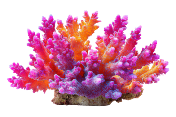 Vibrant coral, radiant hues of pink and orange.  A coral reef specimen, brightly colored