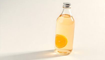 detox lemon water bottle isolated on white background