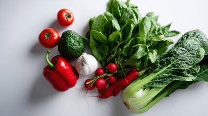 Produce plant concept Fresh produce includes vibrant plant ingredients like tomatoes, spinach, and avocados that enhance any meal