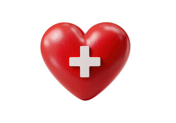 Red heart shape with a white plus sign