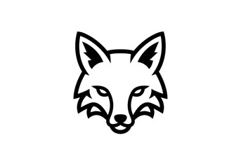 Isolated Minimalist Black Fox Head
