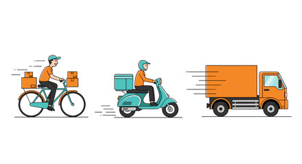 Diverse delivery service vehicles carrying packages for efficient logistics and customer satisfaction