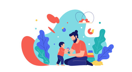 Father and child bonding through play engaging in fun activities together creating happy memories