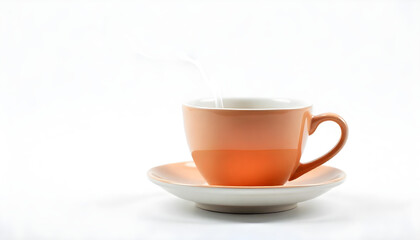 Obraz premium hot tea coffee beverage in cup and saucer isolated on white background