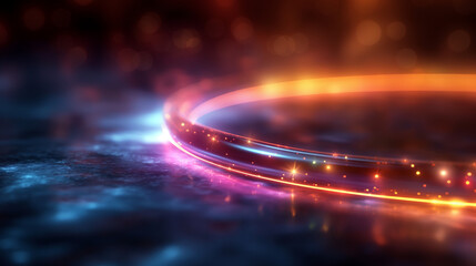 Abstract Neon Ring with Colorful Reflections, A Modern and Dynamic Design.