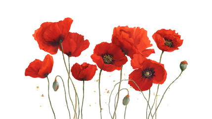 Obraz premium Framed red poppy flowers isolated on white