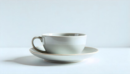 Fototapeta premium cup saucer modern ceramic isolated on white background