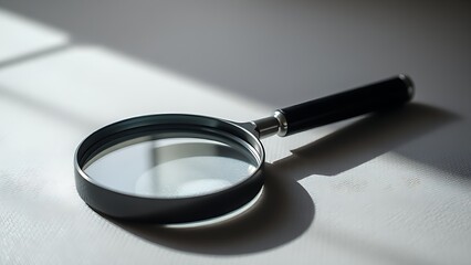 Magnifying glass on a textured surface, highlighting curiosity and attention to detail.
