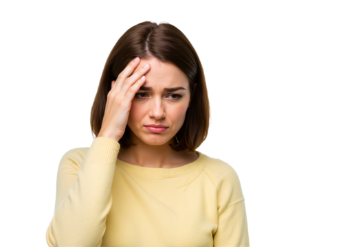 Stressed and Concerned: A Woman Coping with Emotional Tension