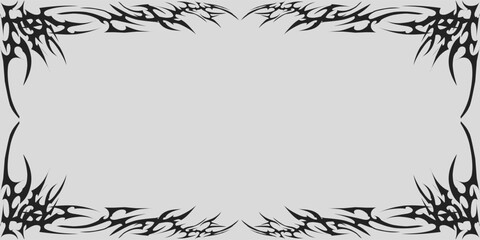 A collection of black-colored frames on a white background in neo-tribal style, perfect for greeting cards, photo frames, invitation cards, book covers, and wallpapers.