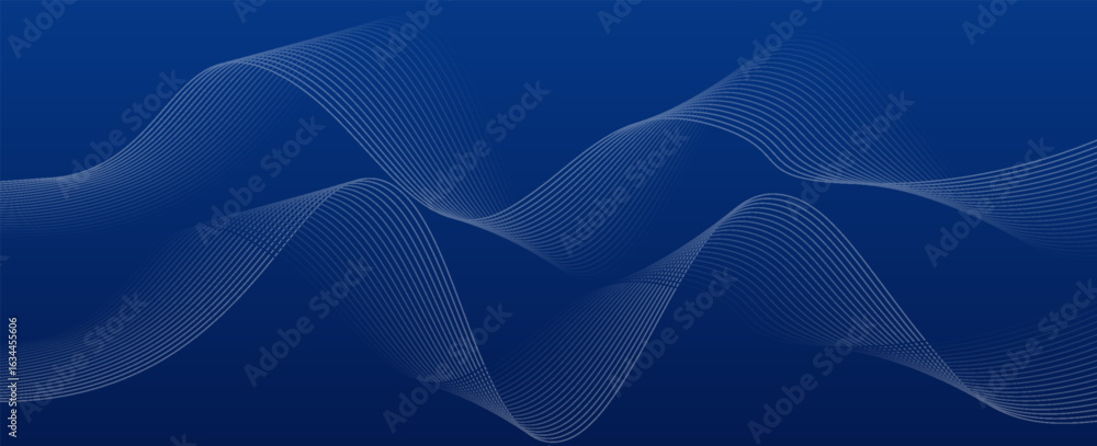 Poster abstract blue background with flowing lines for futuristic concept. dynamic waves. vector
