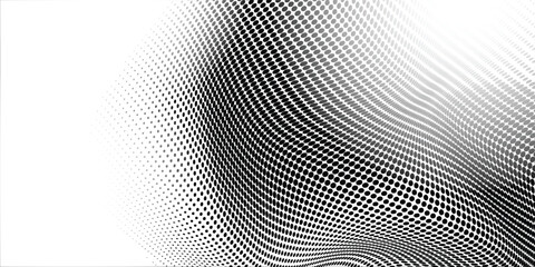 Abstract halftone background with wavy surface made of gray dots on white modern dots background modern © zainal