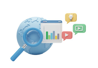 Isolated Global SEO Optimization and Analytics Illustration