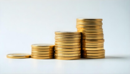 stack of coins isolated on white background