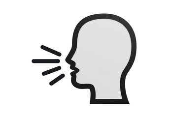 Isolated Head in Profile Speaking or Shouting