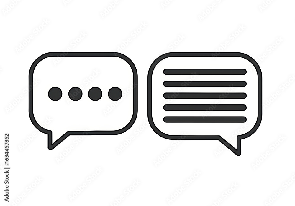 Poster isolated pair of speech bubbles for messaging communication