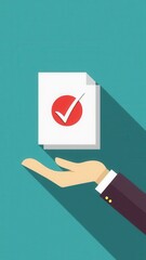 Document Review and Quality Control Concept. Document with a checkmark, quality assurance, and process control. auditing, compliance, verification, data inspection, and business workflow.