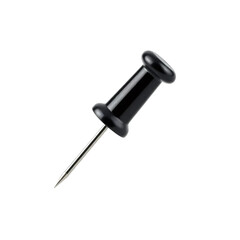 Black push pin isolated on transparent background