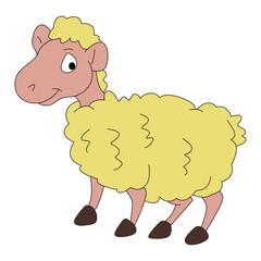 Sheep is walking smiling vector illustration