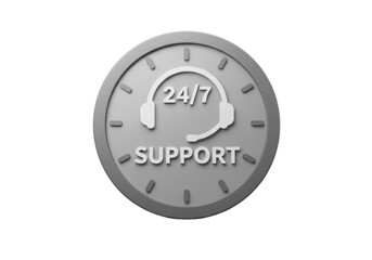 Isolated 24/7 Customer Support Clock