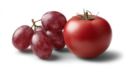 Produce plant concept Fresh produce includes ripe tomato and juicy grapes, showcasing beauty of nature plant offerings