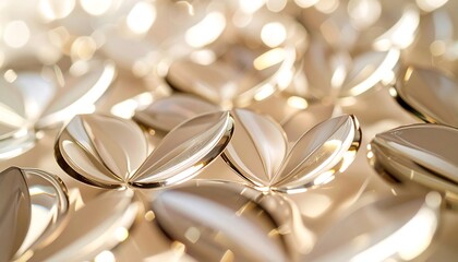 Golden Petal Arrangements on Shiny Surface with Bokeh Effect