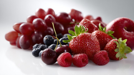 Produce plant concept Fresh produce includes variety of fruits such as strawberries, grapes, and blueberries that create vibrant display