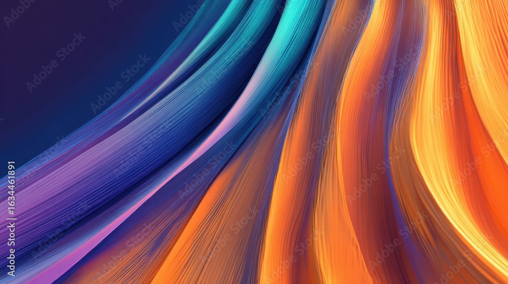 Poster dynamic interplay of vibrant hues in flowing abstract shapes.