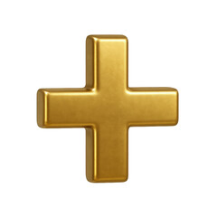 Obraz premium Three-Dimensional Golden Plus Symbol with Subtle Highlights, Representing Addition, Positivity, and Success