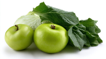 Produce plant concept Fresh produce includes green apples and leafy plant lettuce, perfect for healthy meals and snacks