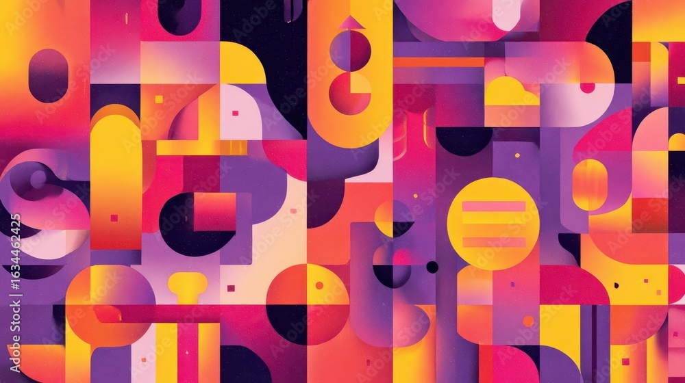 Poster vibrant geometric shapes create a dynamic abstract design.